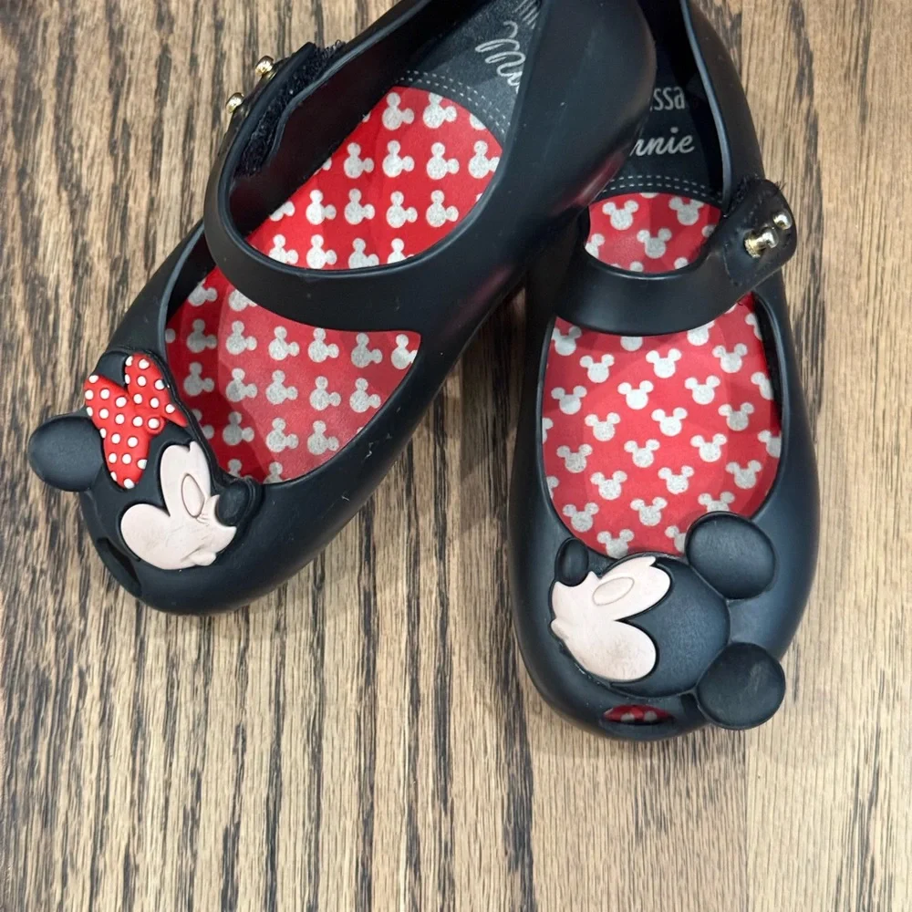 Mini Melissa Black Mickey and Minnie Dress Shoes - Picture 2 of 4